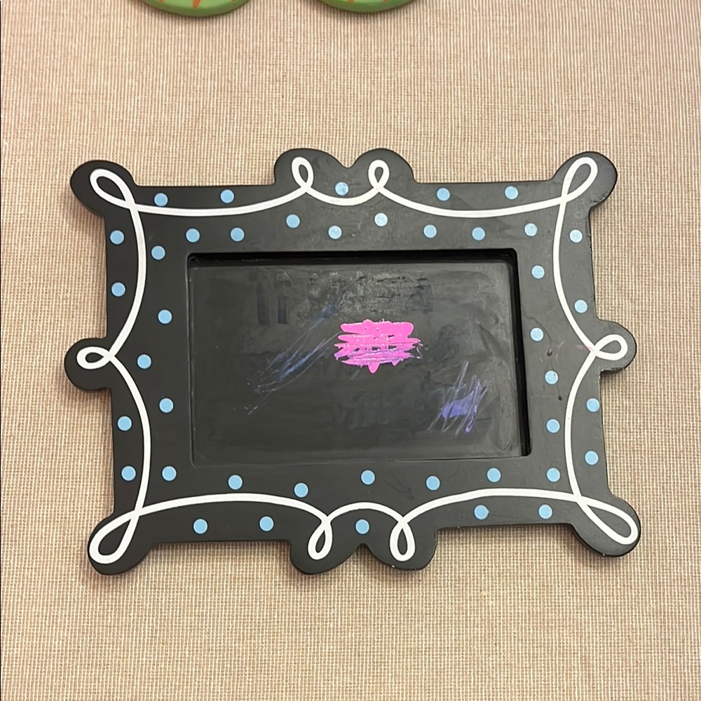 Coton Colors Black and Blue Picture Frame with Whimsical Accents
